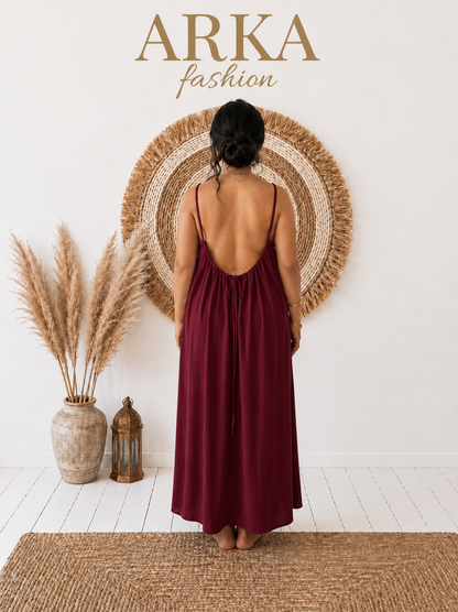 Robe Camisole Dos Nu en Lin fluide