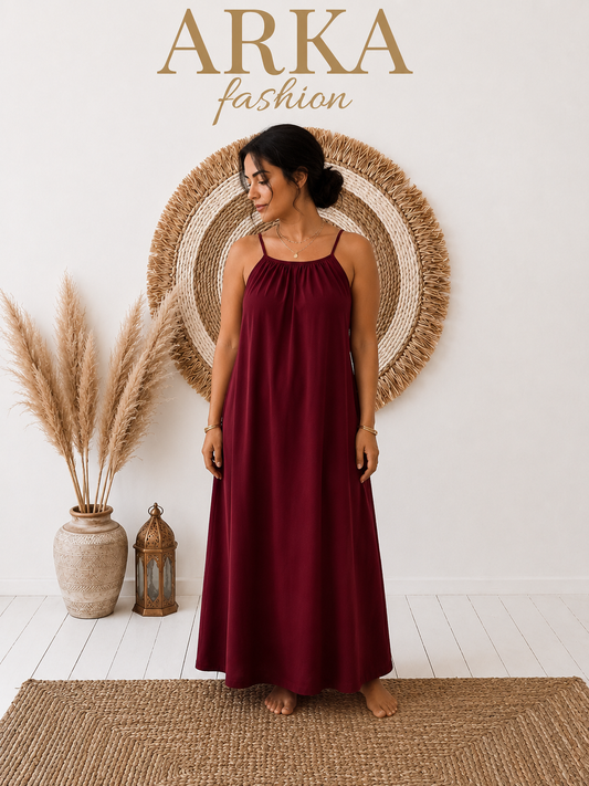 Robe Camisole Dos Nu en Lin fluide